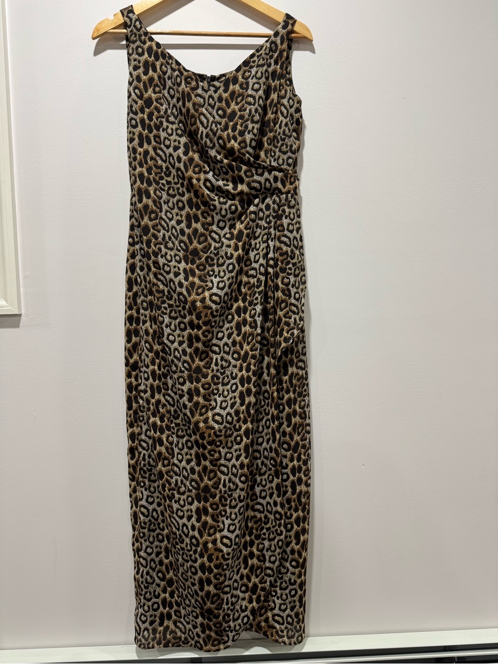 Vintage David Warren Leopard Print Wrap Maxi Dress Sleeveless‎ Y2K 90s Size 10